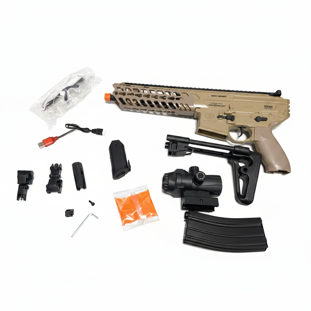 Sand MCX Gel Blaster full accessories kit on white background